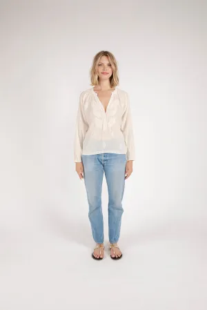 Bahar Embroidered Half Button Down
