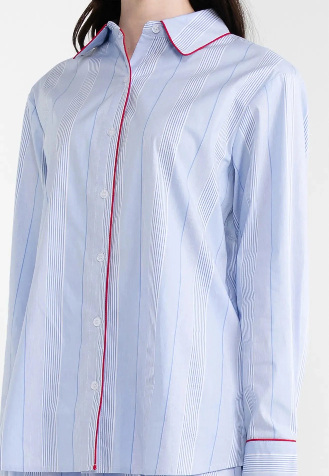 Be Paris Collection: Split Back Button Down Striped Shirt