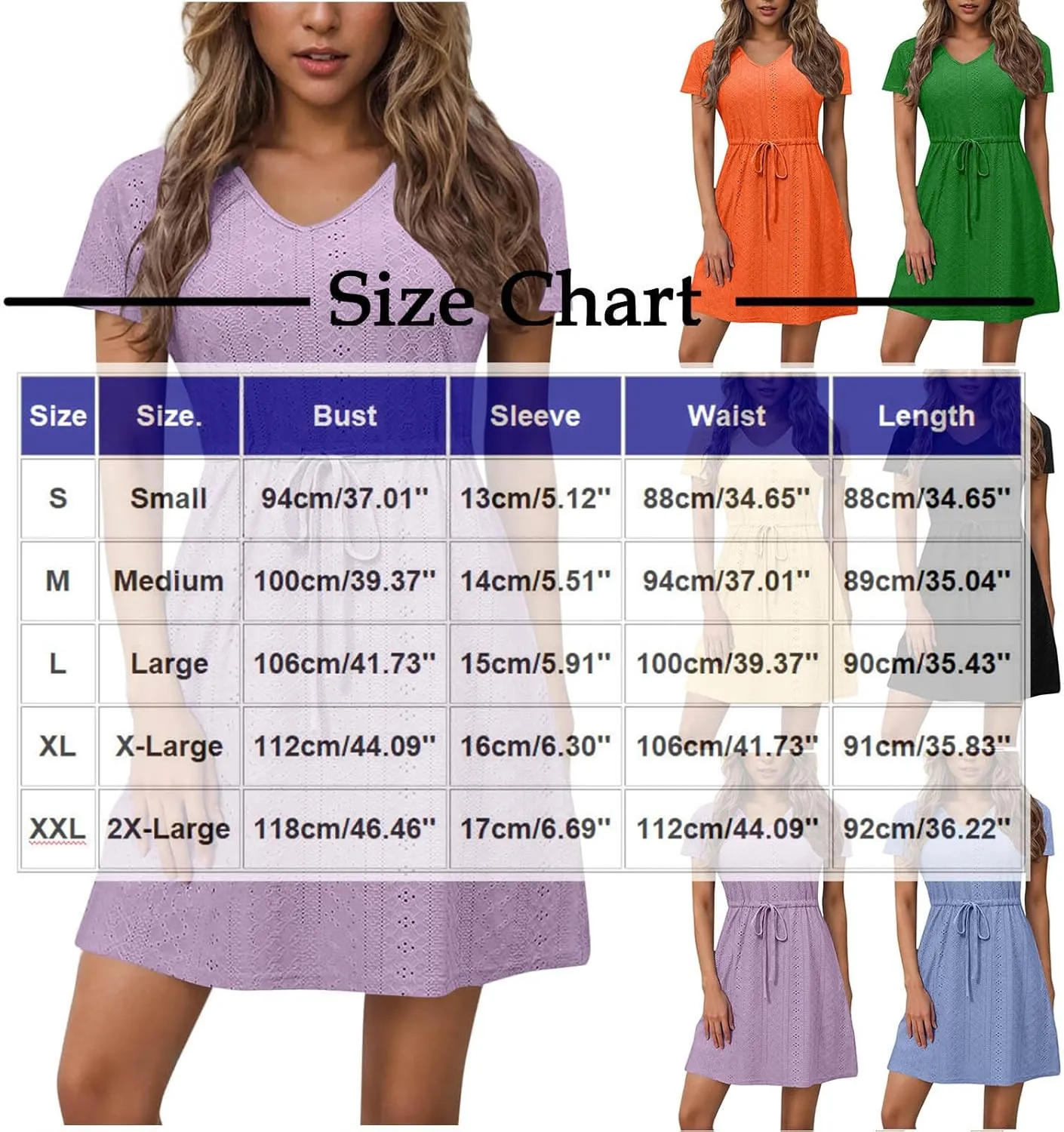 Beach Dresses for Women 2025 Summer Drawstring Waist Casual Eyelet Dress A-Line Flowy Split Hem Vacation Mini Dress