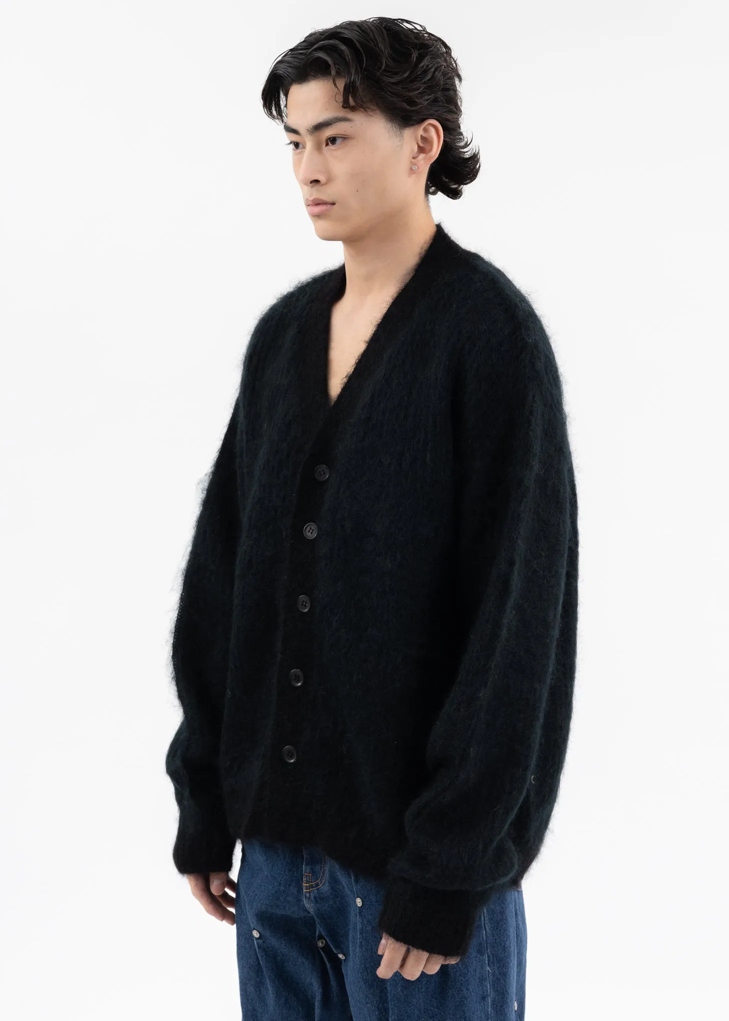 Black SHAGGY KNIT CARDIGAN