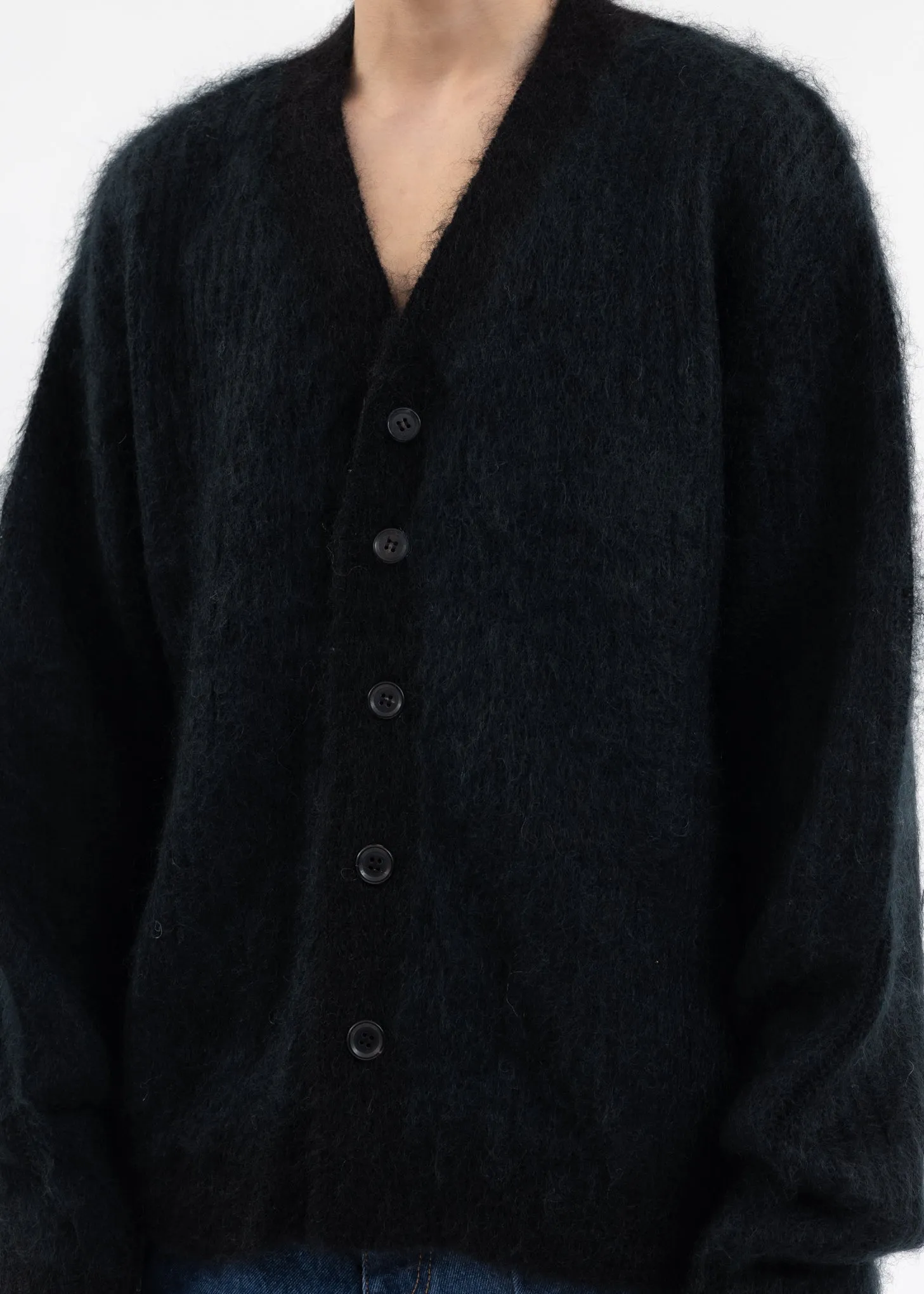 Black SHAGGY KNIT CARDIGAN