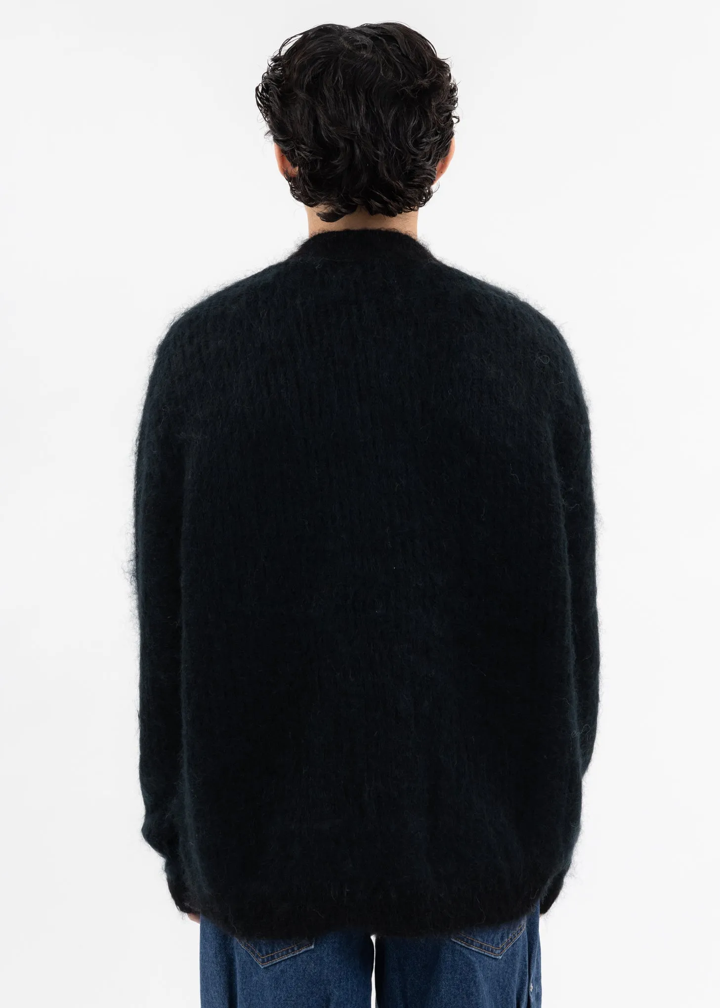Black SHAGGY KNIT CARDIGAN