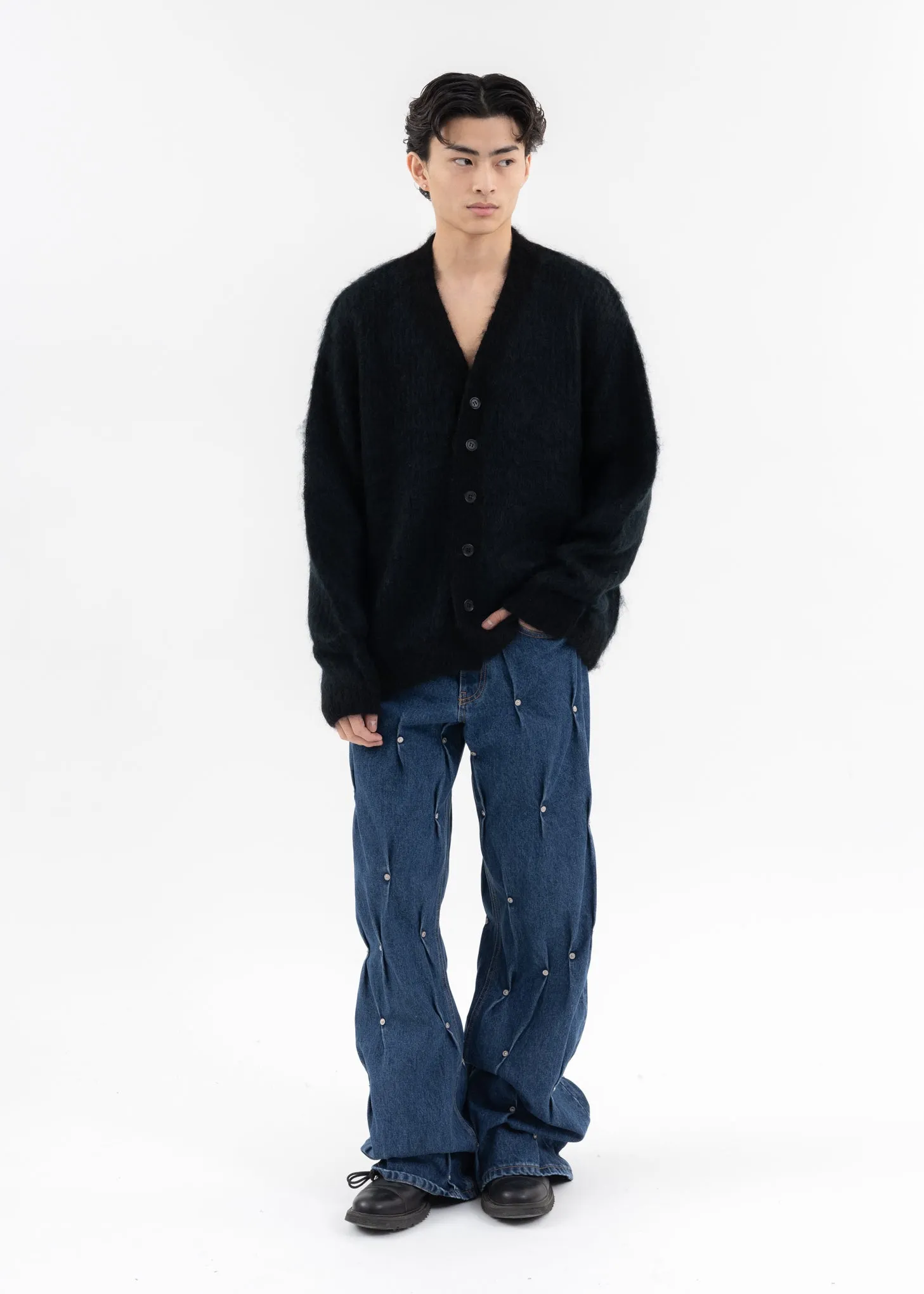 Black SHAGGY KNIT CARDIGAN