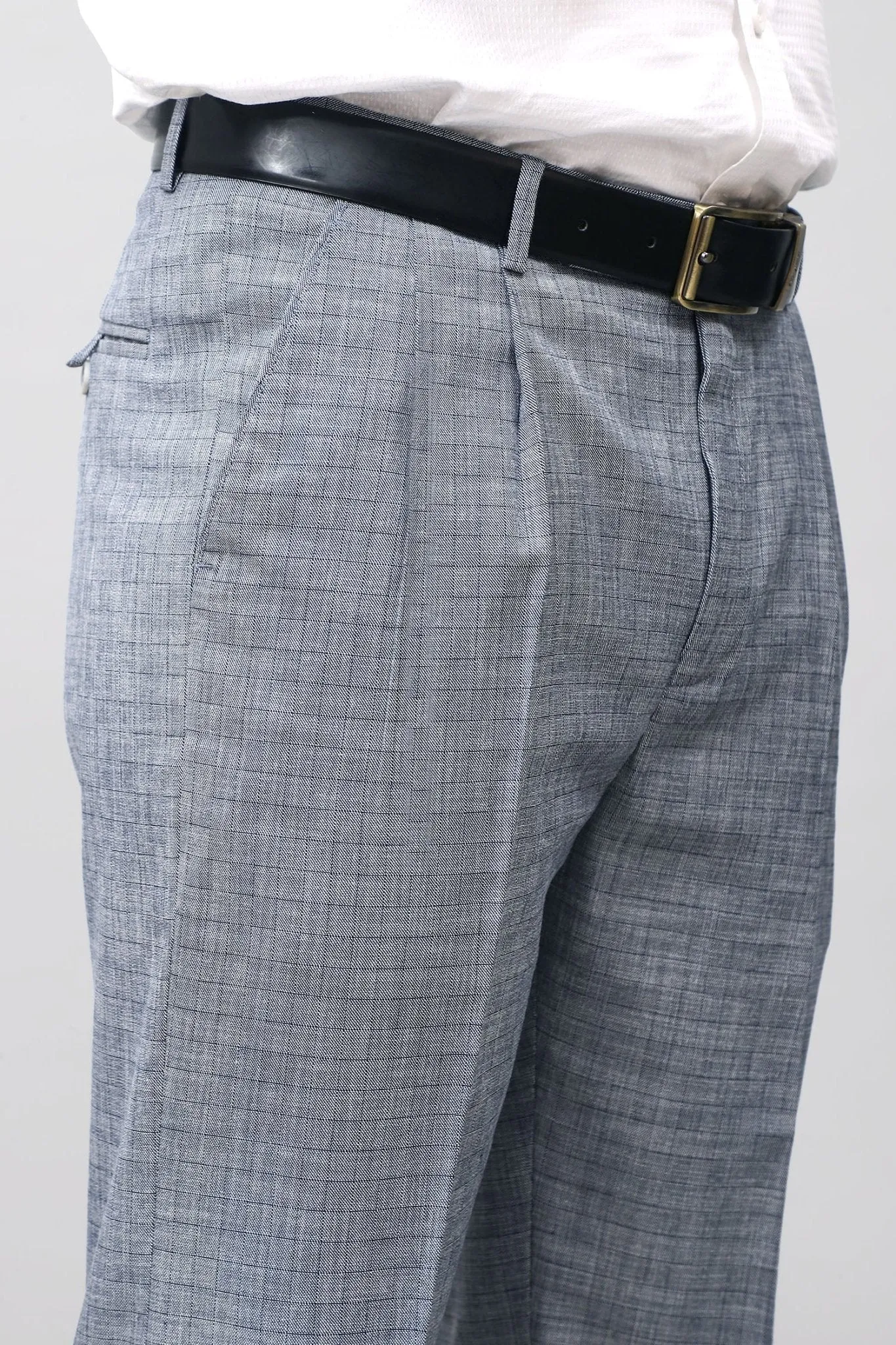 Bluebird Elegant Blue Check Pleated Trouser