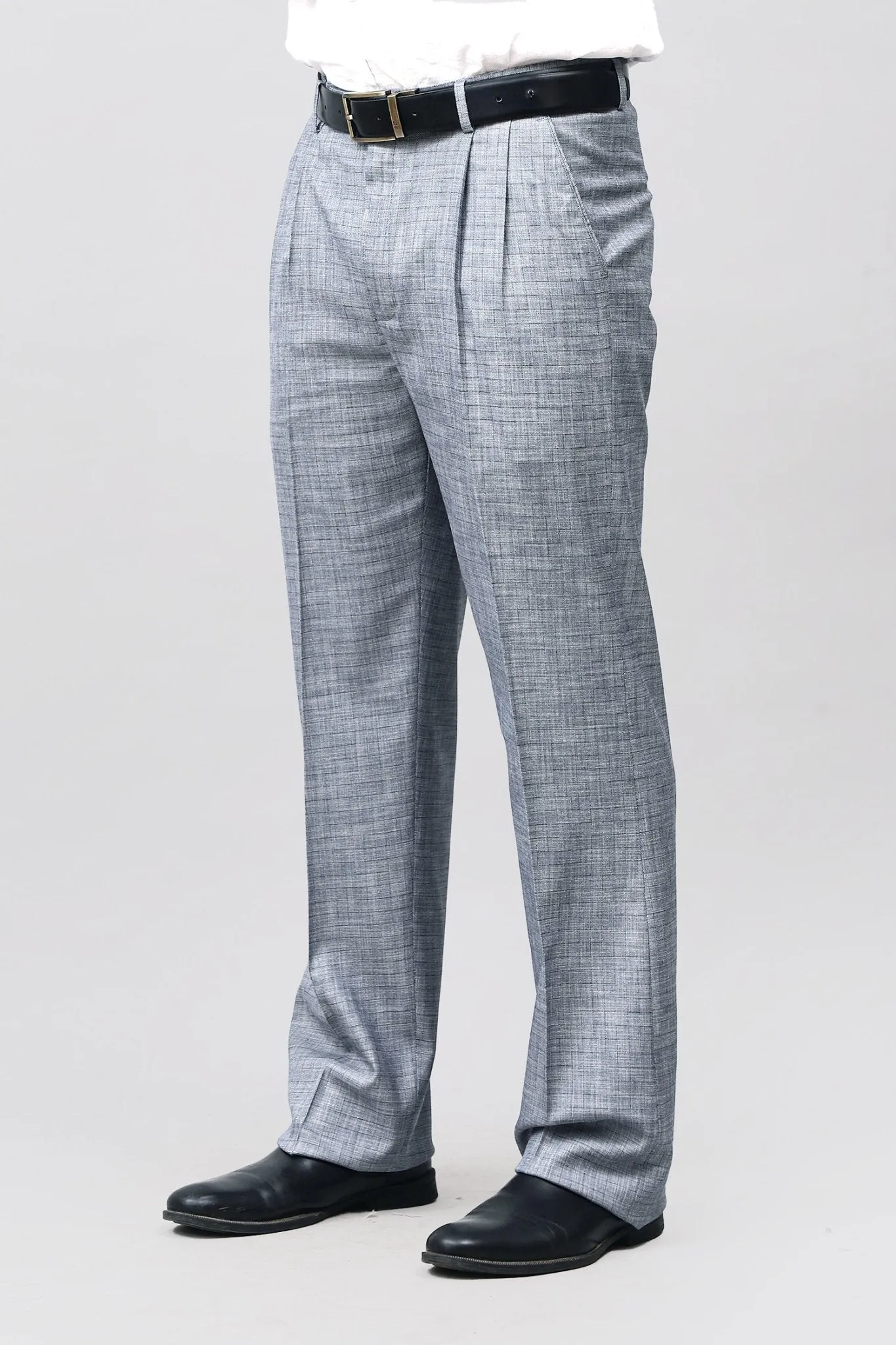 Bluebird Elegant Blue Check Pleated Trouser