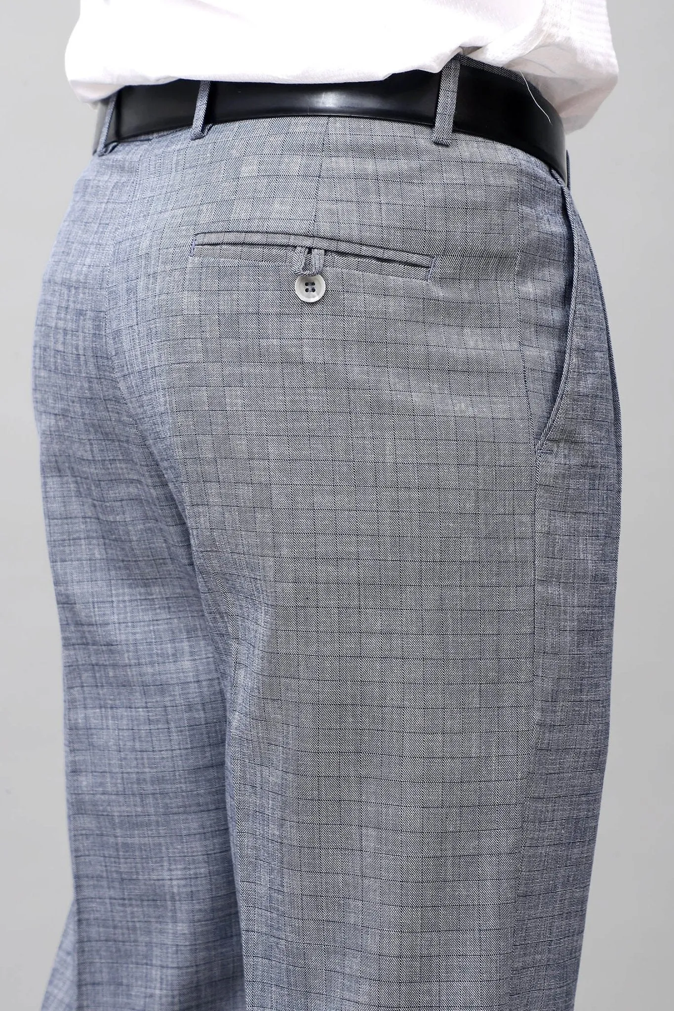 Bluebird Elegant Blue Check Pleated Trouser