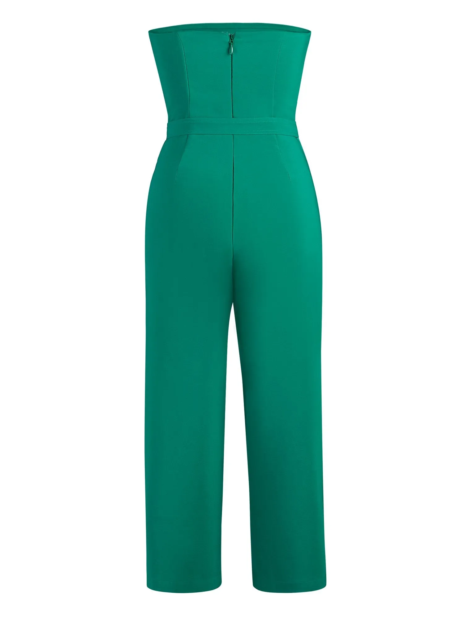 Button-Front Strapless Jumpsuit