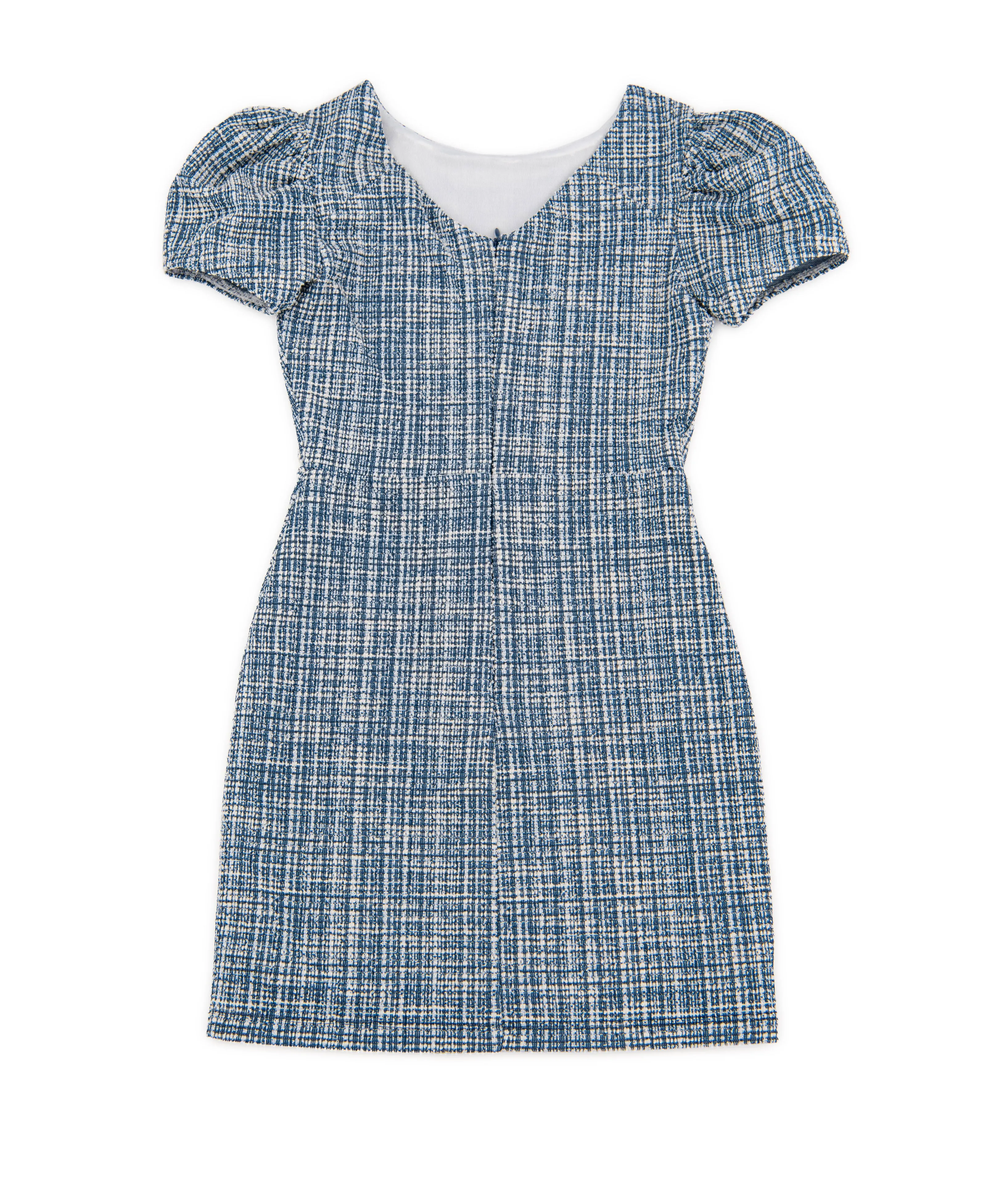 By Debra Girls Mia Navy Plaid Puff Sleeve Sheath Dress