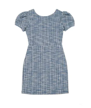 By Debra Girls Mia Navy Plaid Puff Sleeve Sheath Dress
