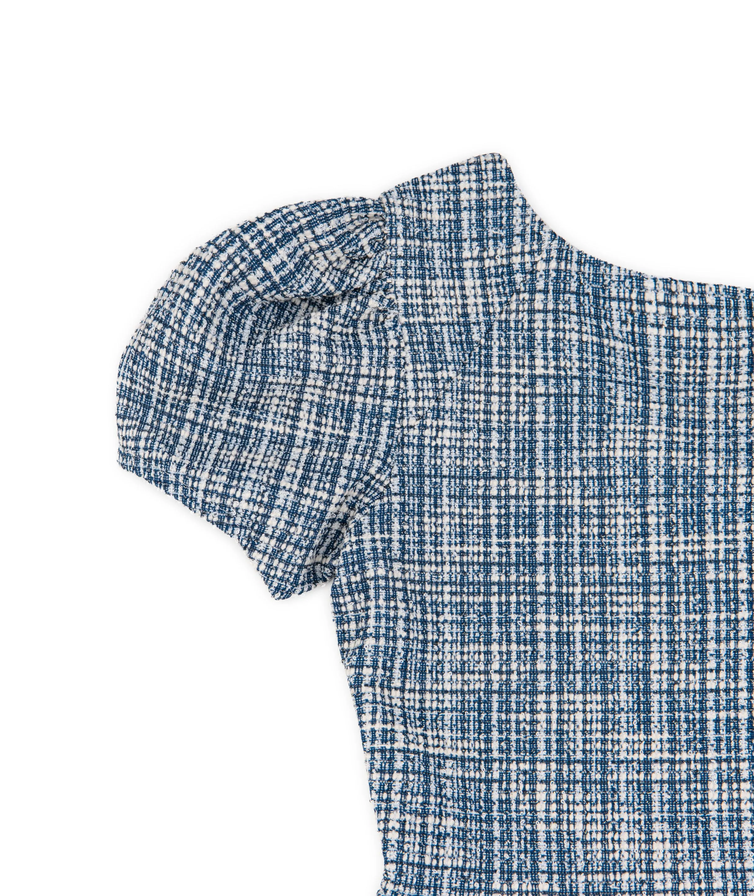 By Debra Girls Mia Navy Plaid Puff Sleeve Sheath Dress