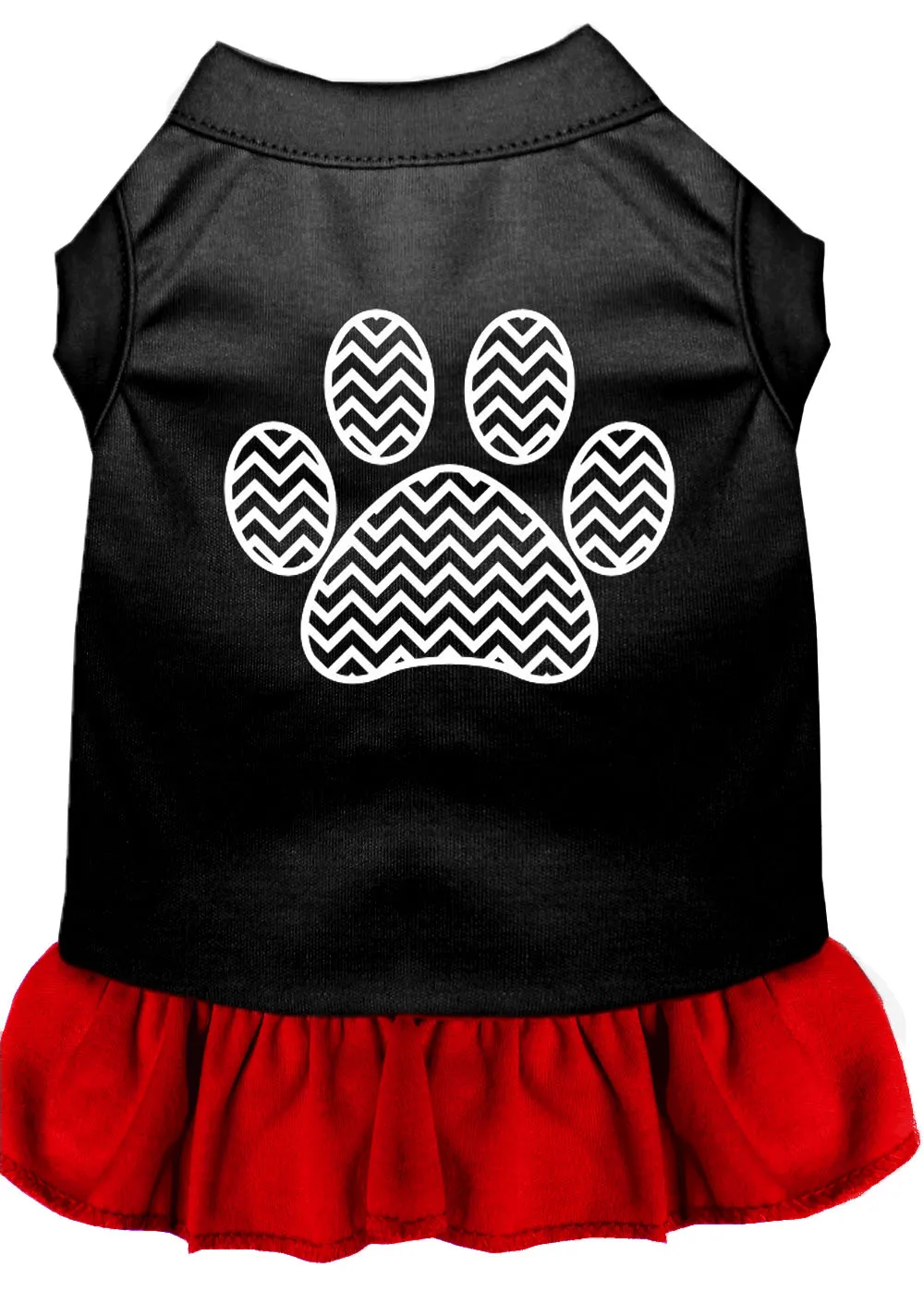Chevron Paw Screen Print Dress Black With Red Xxxl