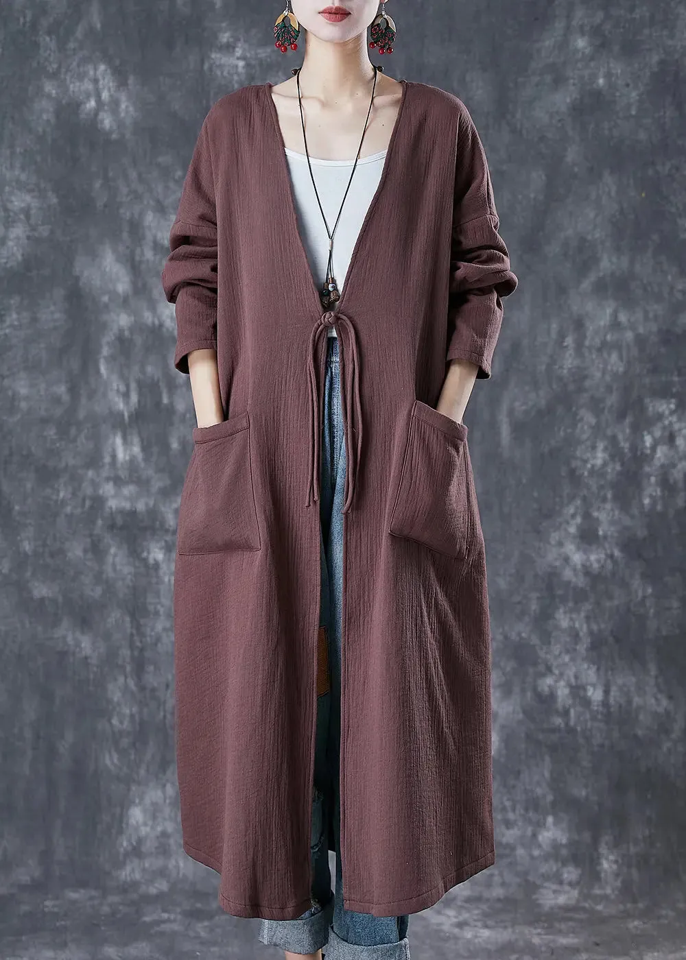 Chinese Button Linen Long Cardigan Spring