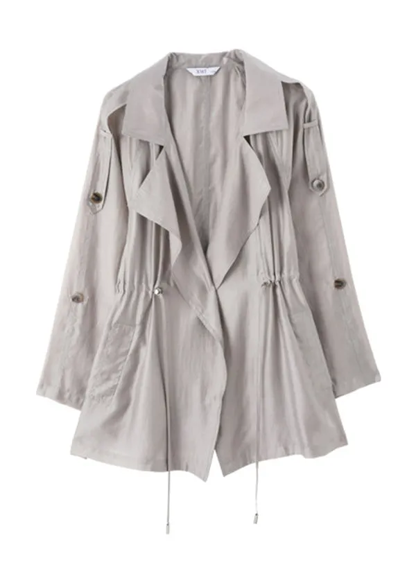 Classy Grey Lapel Cinched UPF 50  Coat Jacket Fall