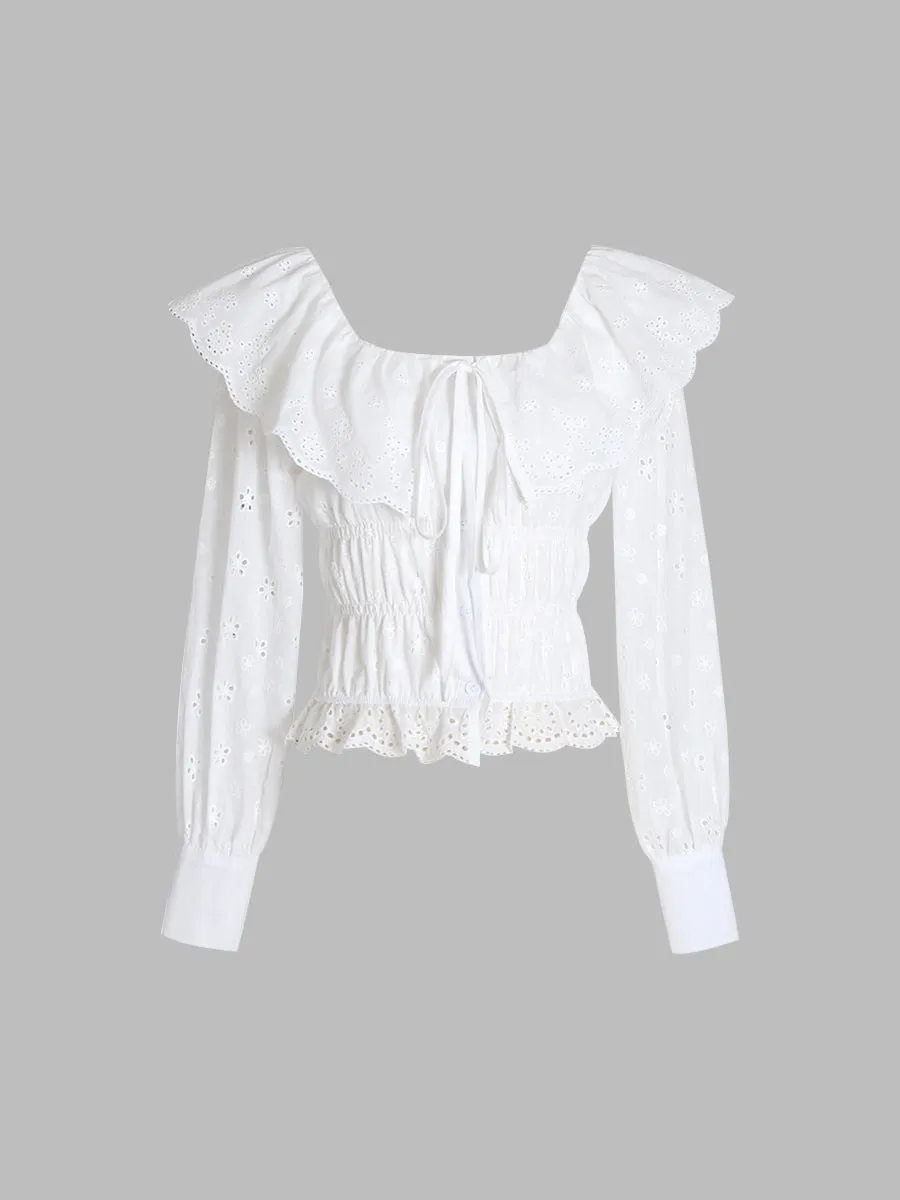 Doll Collar Long Sleeve Shirt Top