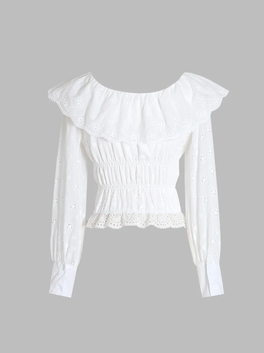 Doll Collar Long Sleeve Shirt Top