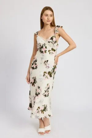 Emory Park Floral Midi Dress with Lace Detail