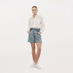 Eyelet Embroidered Button Down (White)