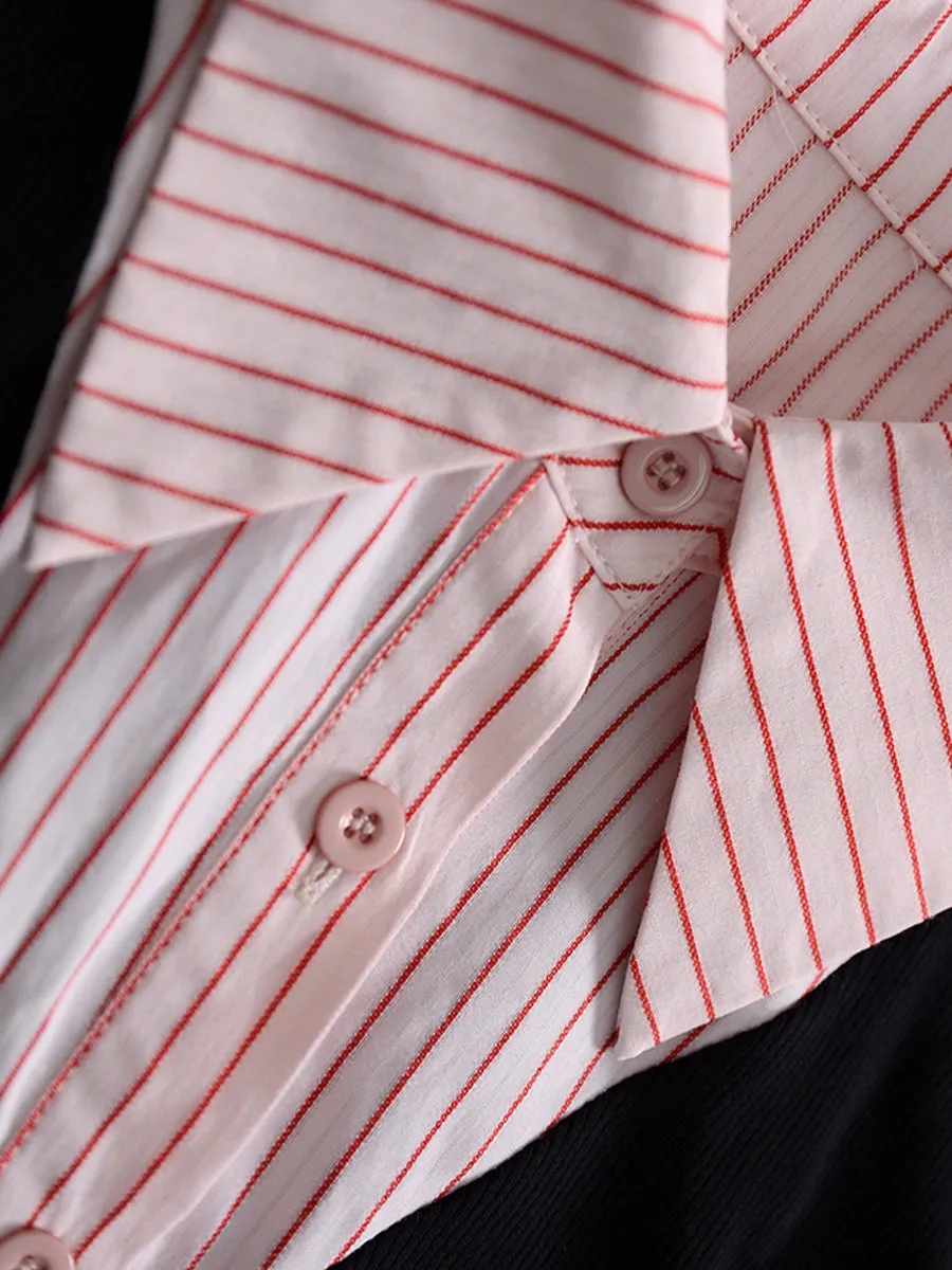 Fake Two Piece Shirt   Pleated Skirt Set