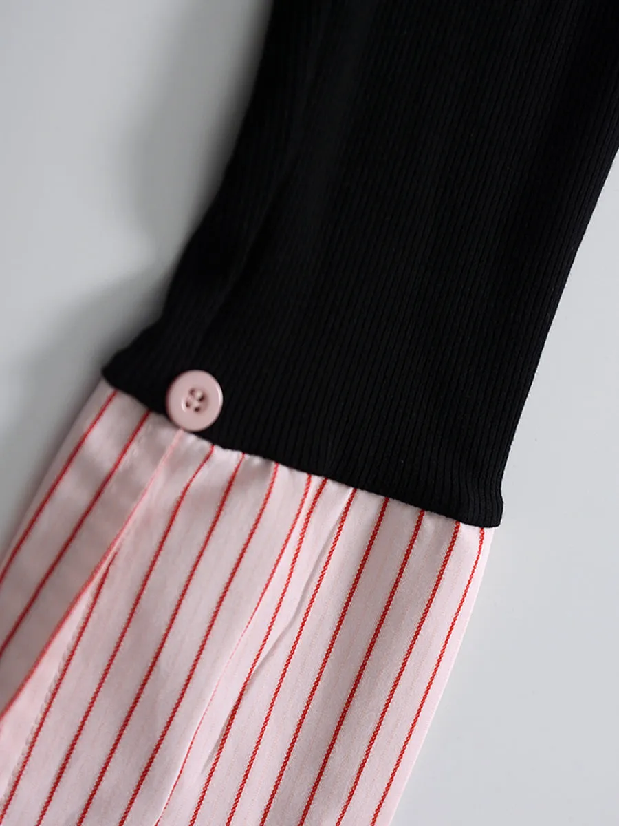 Fake Two Piece Shirt   Pleated Skirt Set