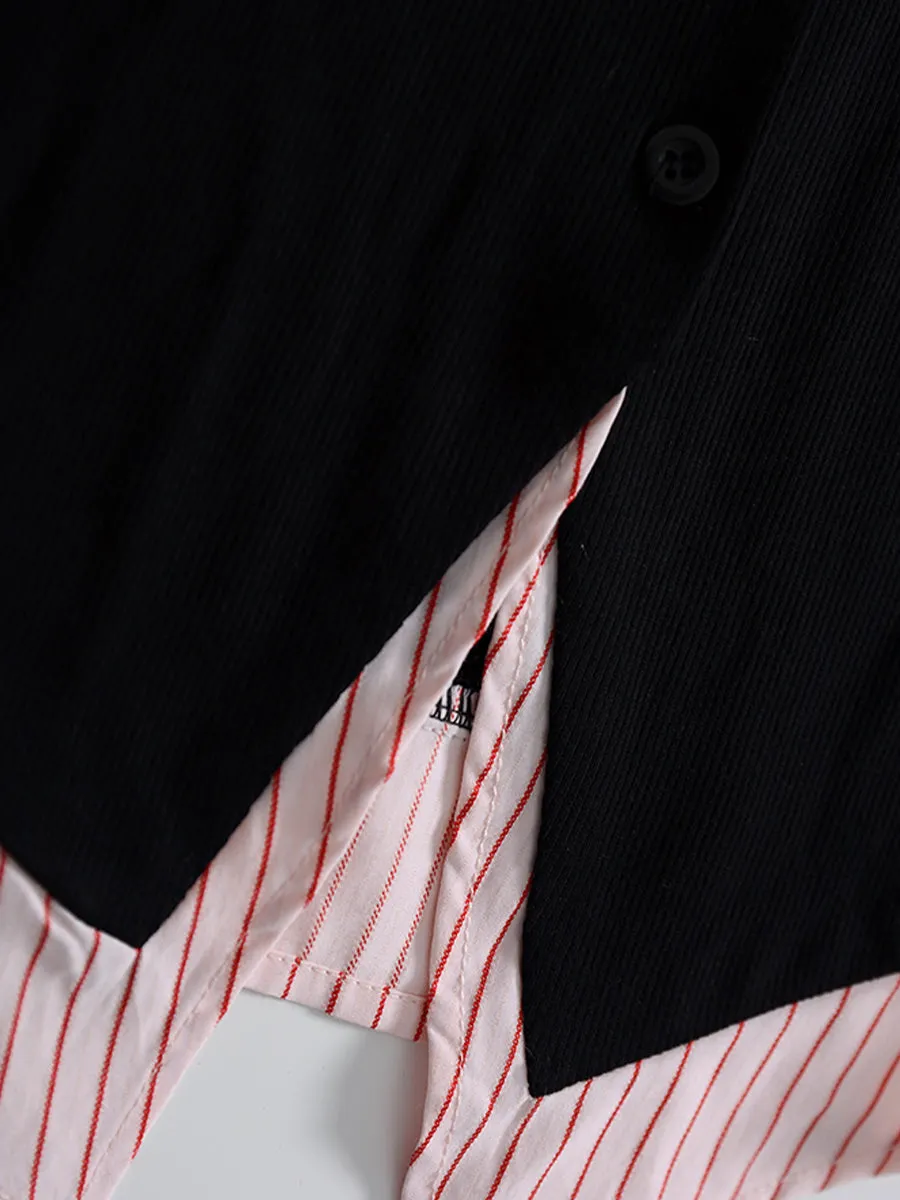 Fake Two Piece Shirt   Pleated Skirt Set
