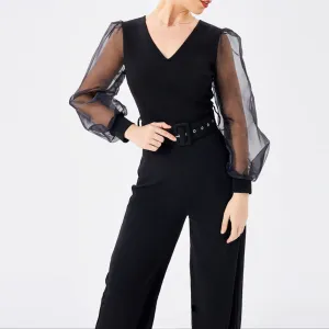 Fashion Patchwork V-Neck Jumpsuit