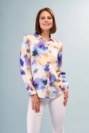 Floral Satin Button Down Top