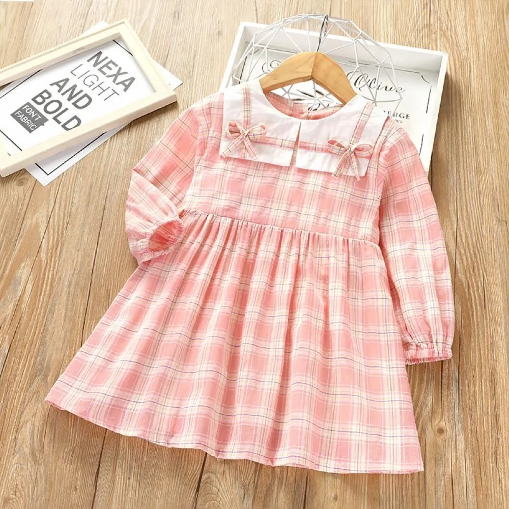 Girls Plaid Long Sleeve Dress Girls Dresses Wholesale