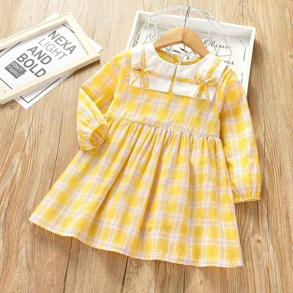 Girls Plaid Long Sleeve Dress Girls Dresses Wholesale