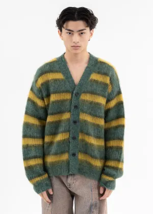 Green MOHAIR BORDER KNIT CARDIGAN