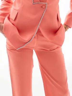 High Rise Straight-Leg Trousers in Coral