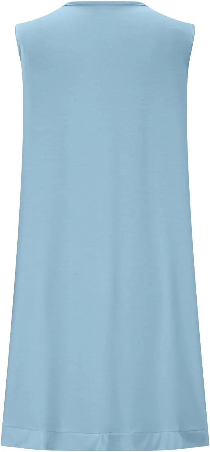hlysgo Women Nightgowns Dress Summer Casual Sleeveless V Neck Sleep Shirts Sundress Lace Night Shirts Mini Sleep Dress S-2XL