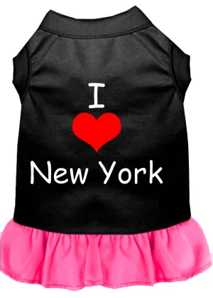 I Heart New York Screen Print Dress Black With Bright Pink Med