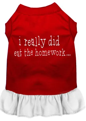 I Really Did Eat The Homework Screen Print Dress Red With White Sm
