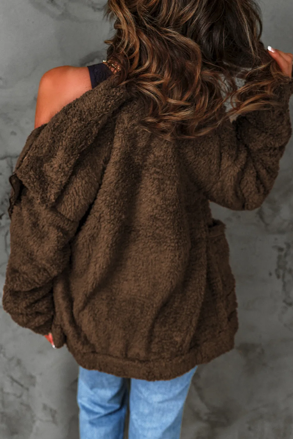'Isabelle' Zip Up Teddy Jacket with Pockets
