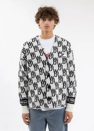 IVORY ENLARGED WD1 JACQUARD CARDIGAN
