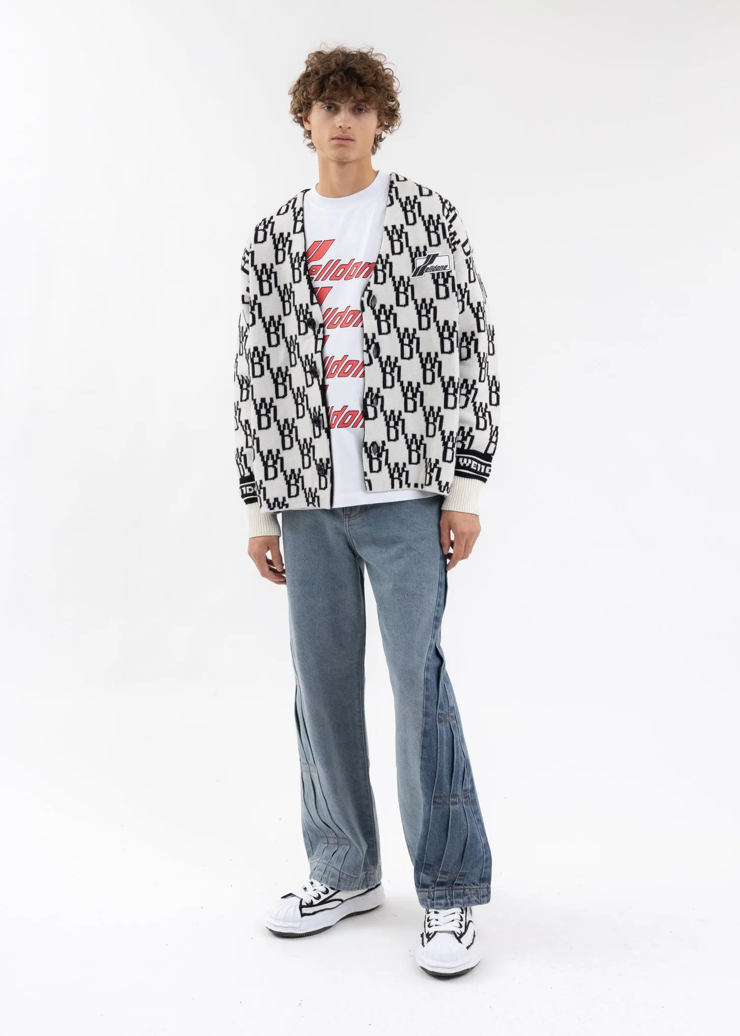 IVORY ENLARGED WD1 JACQUARD CARDIGAN