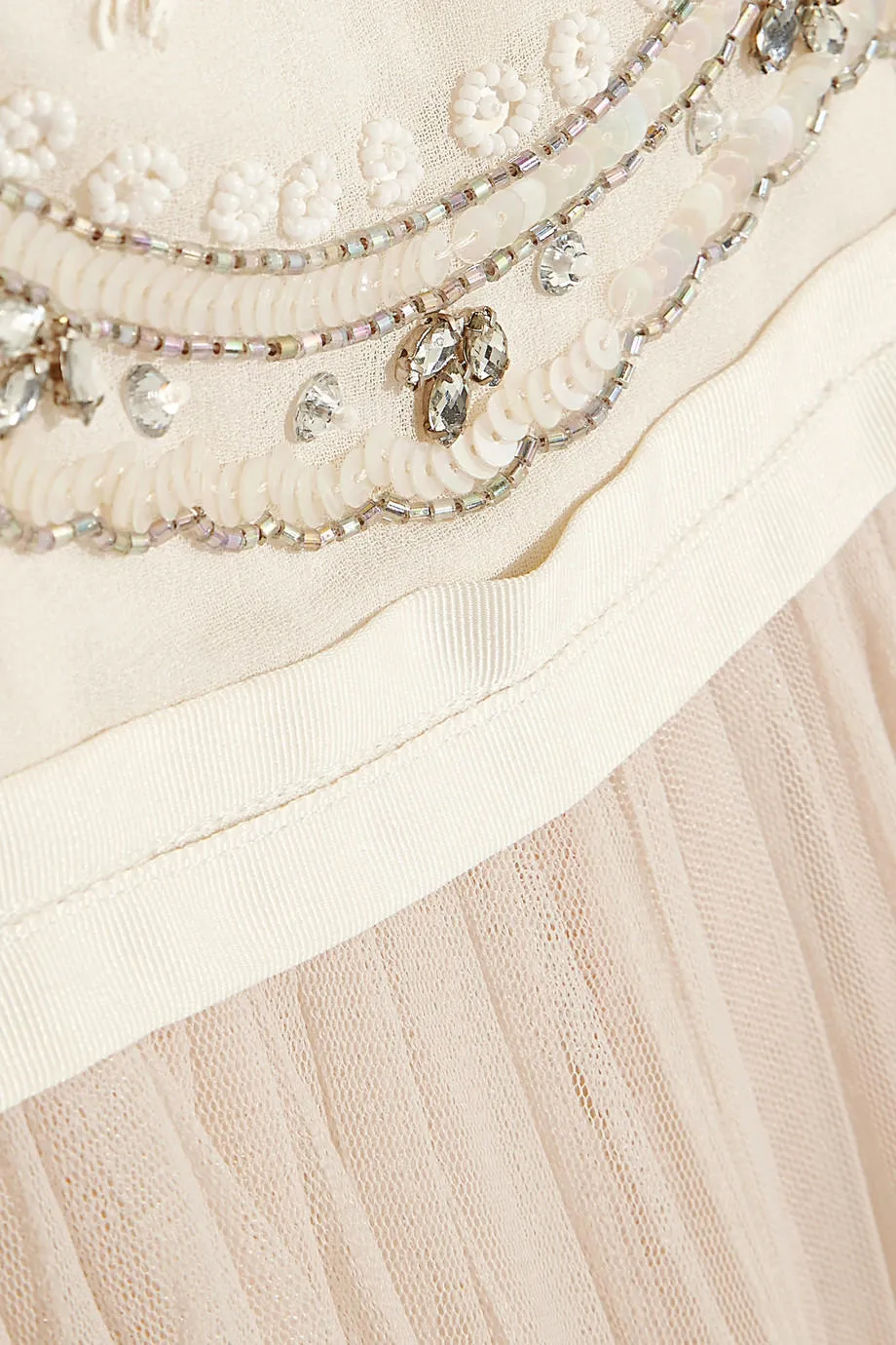 Ivory Sequins Embellished Tulle Gown (UK 6)