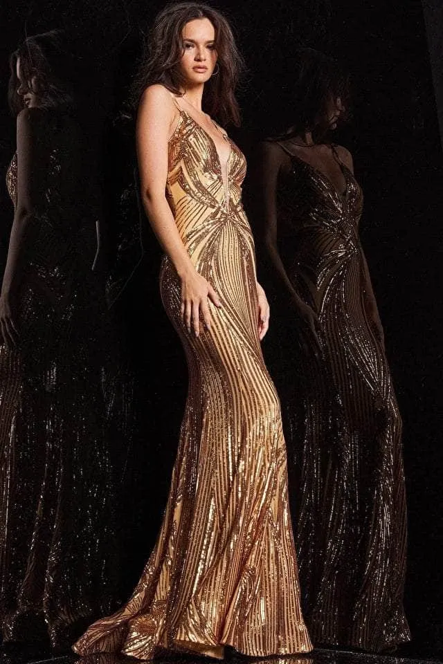 Jovani 09693 - Sequined Scoop Back Prom Dress