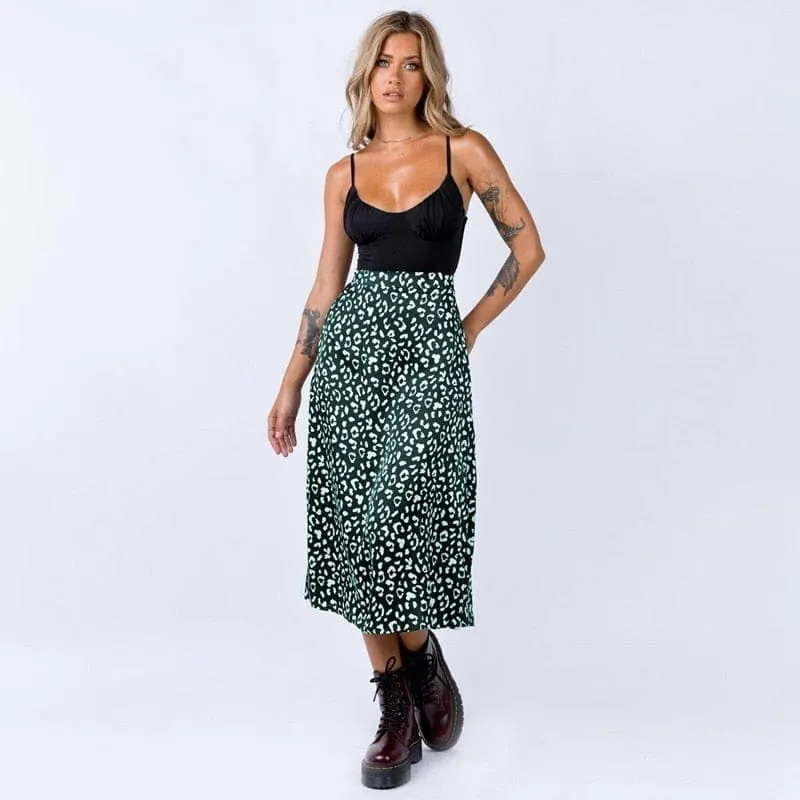 Ladies Leopard Printed Chiffon Skirt
