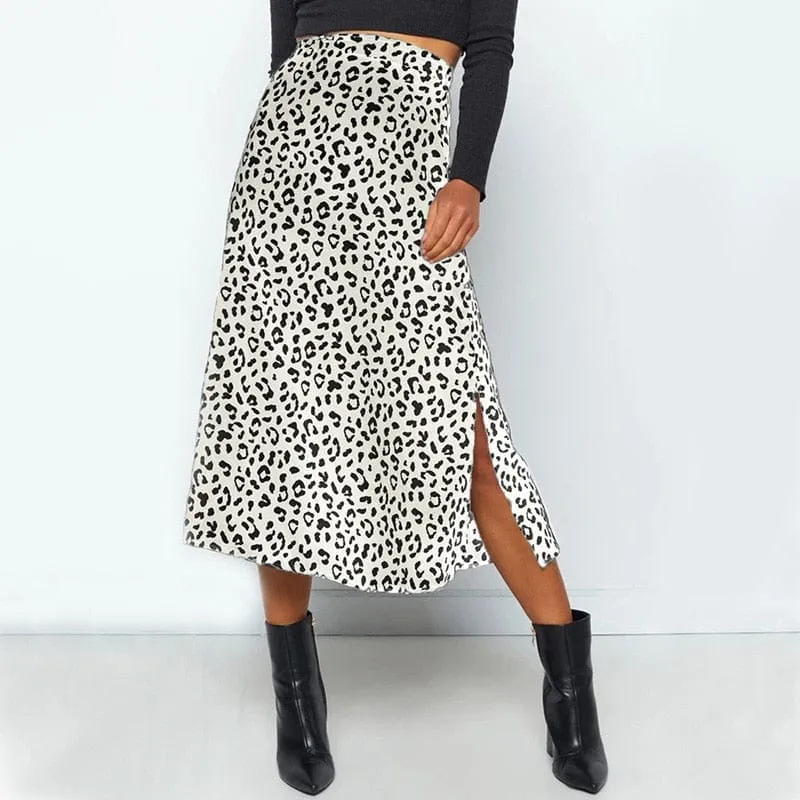 Ladies Leopard Printed Chiffon Skirt