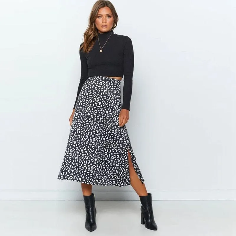 Ladies Leopard Printed Chiffon Skirt