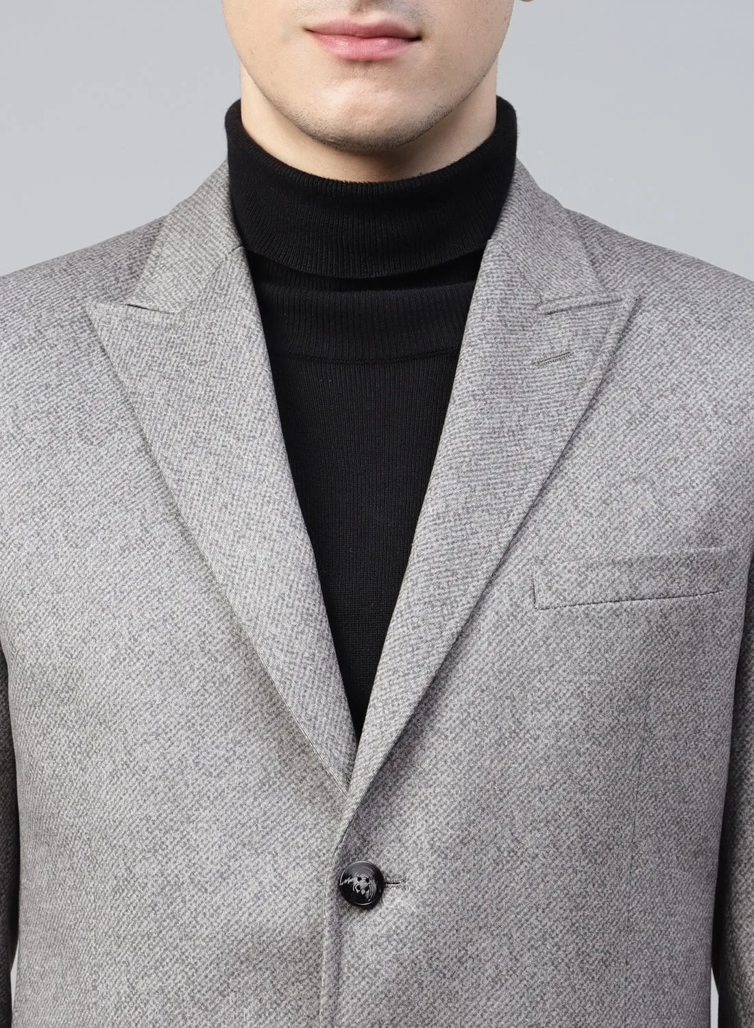 Light Grey Knit Solid Uncrushable Long Coat