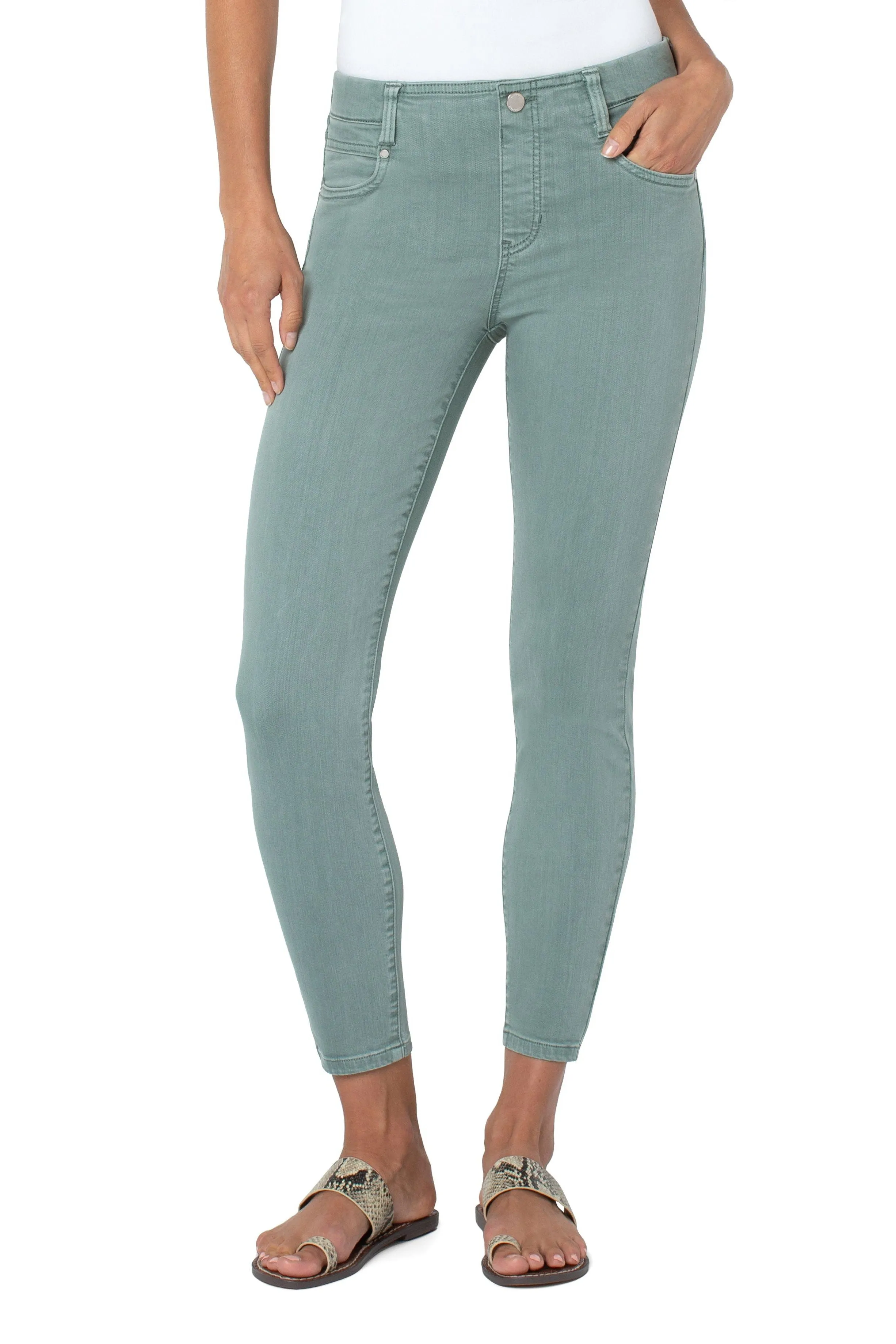 Liverpool Double Layer Hidden Placket Long Sleeve Blouse In Teal