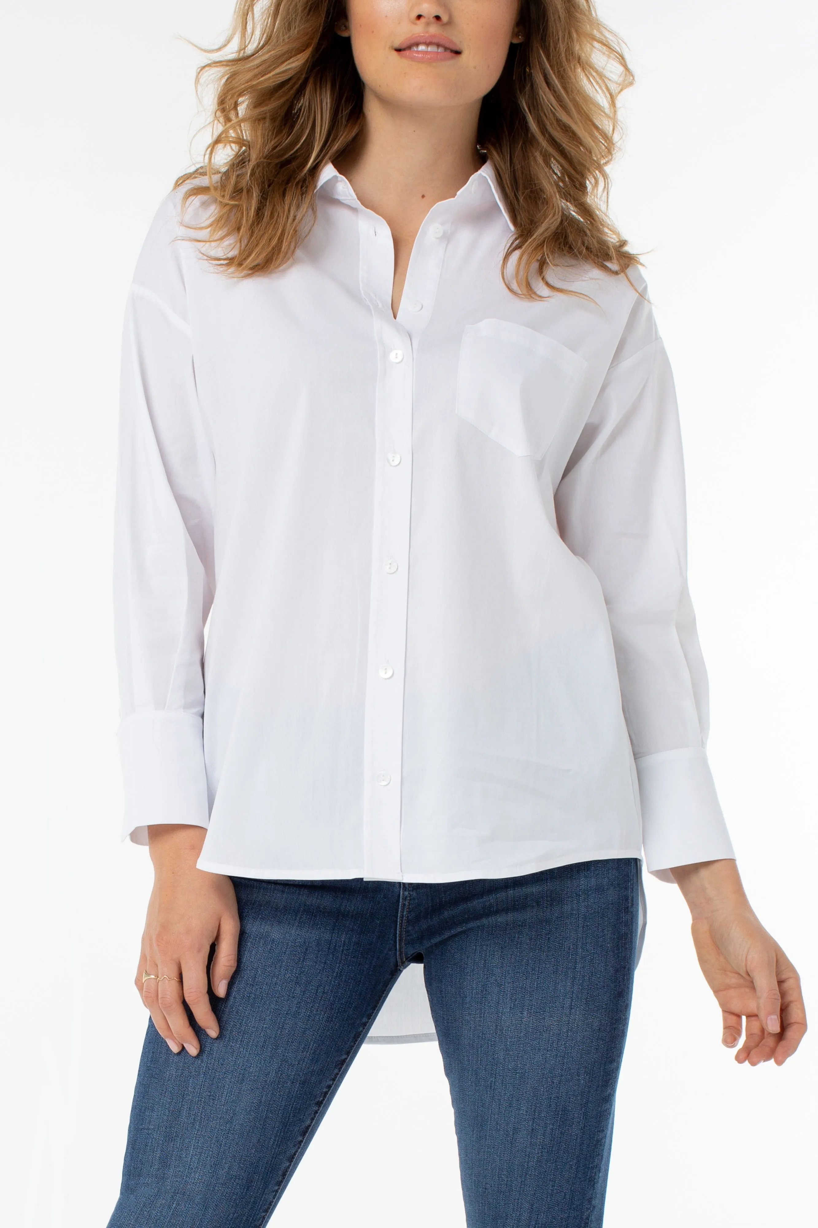 Liverpool Oversized Classic Button-Down Shirt In White