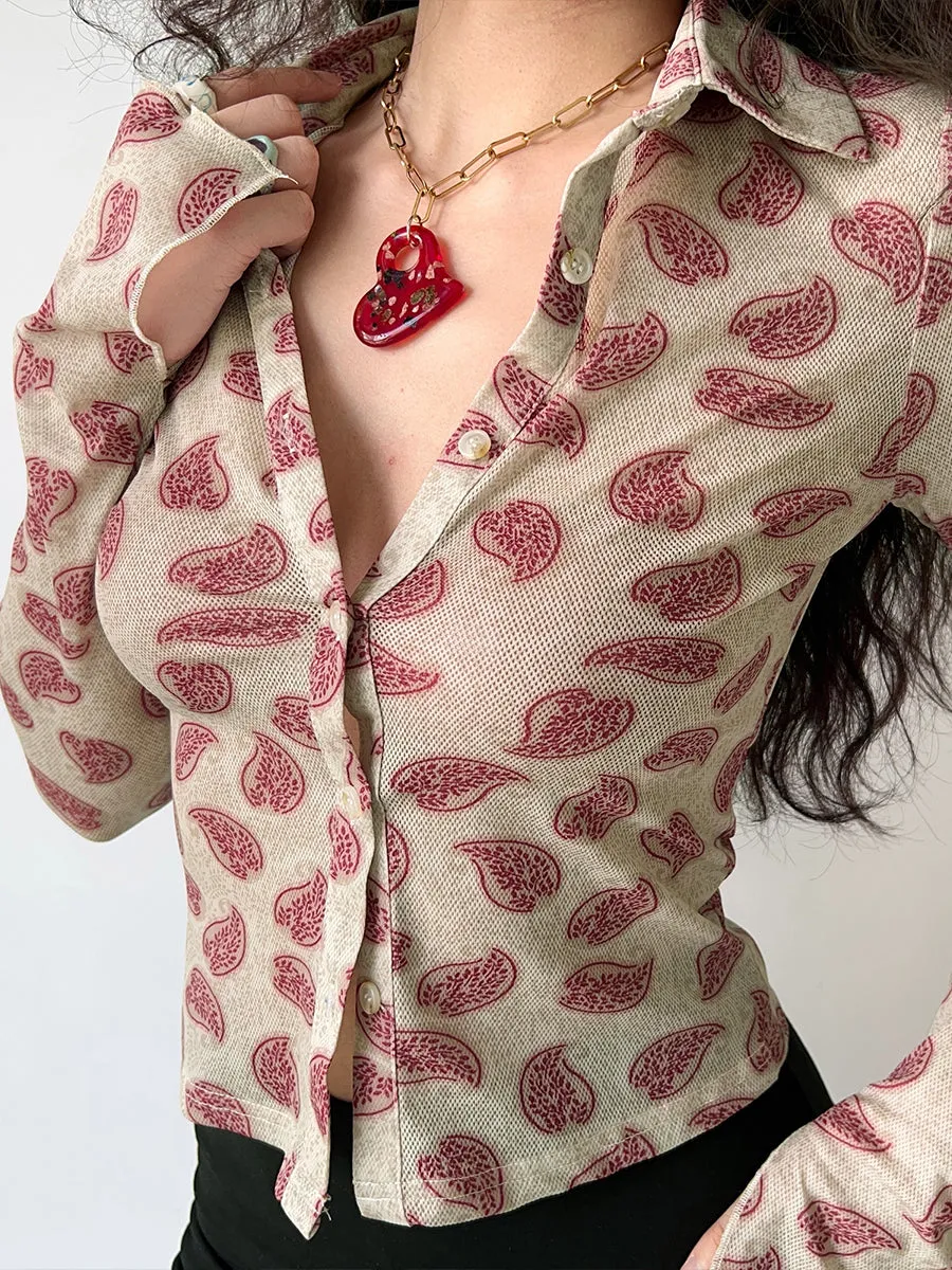 Long Sleeve Printed Shirt Top