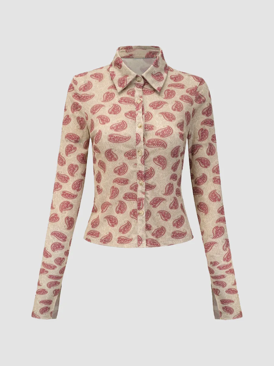 Long Sleeve Printed Shirt Top