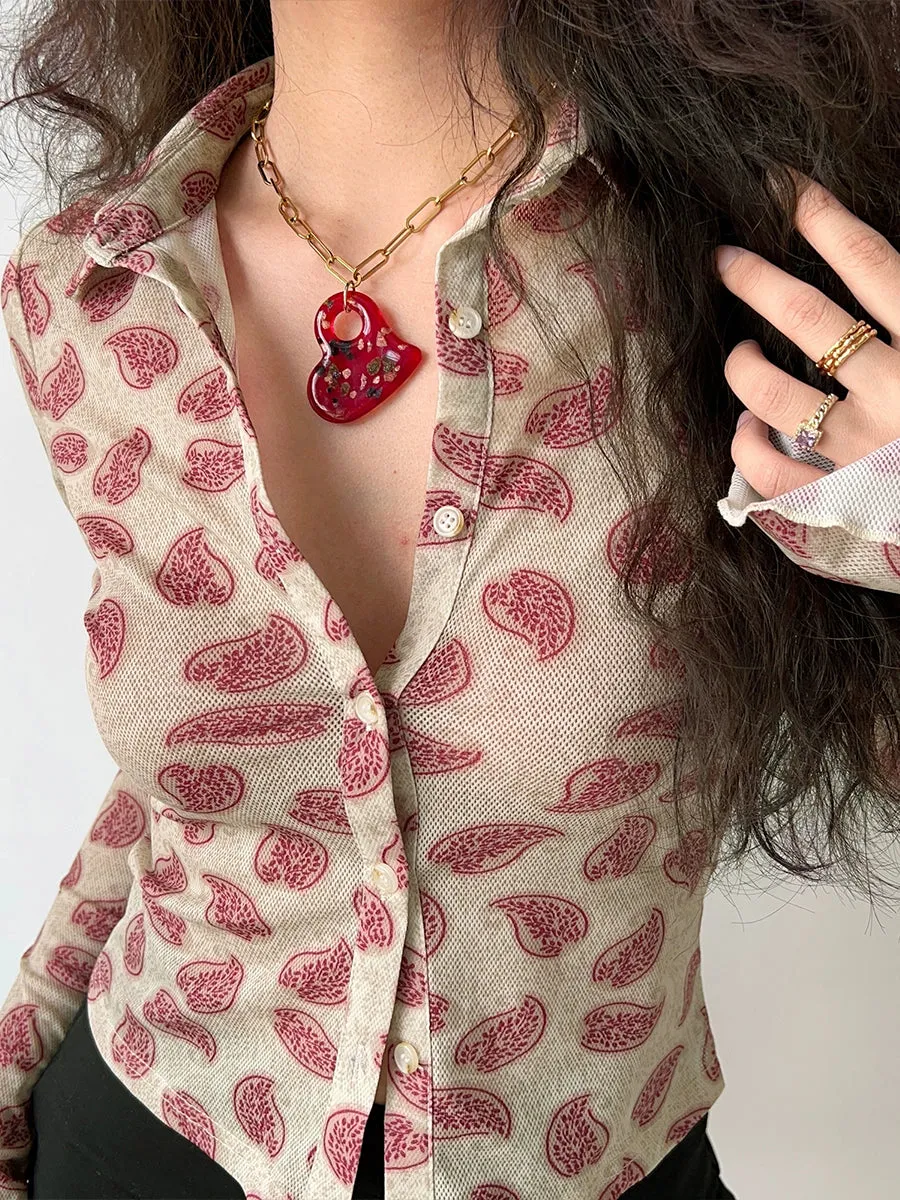 Long Sleeve Printed Shirt Top