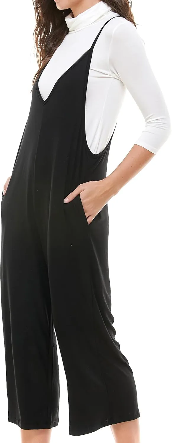 Loving People Loose Fit Jumpsuits for Women Casual Capri Jumpsuit Jumpers Rompers Sleeveless with Pockets Maternity Clothes