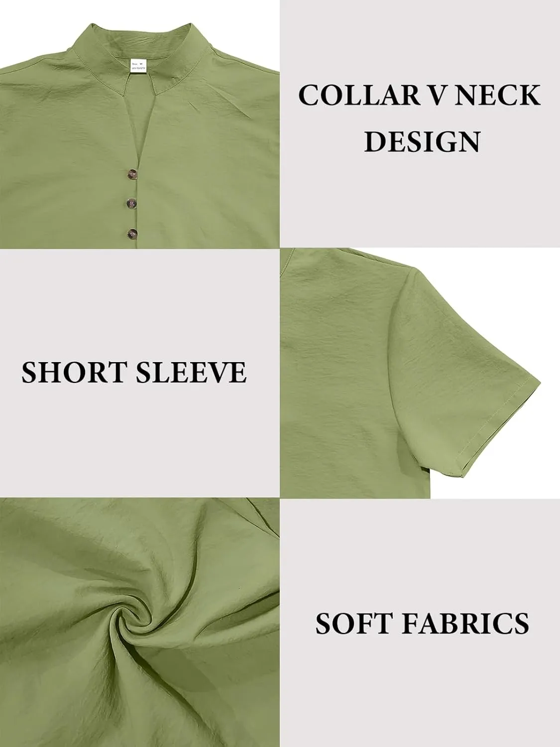 Mens Linen Shirt Short Sleeve Button Down Collar T Shirt Blouses Casual Solid Color Summer Vacation Beach Shirts
