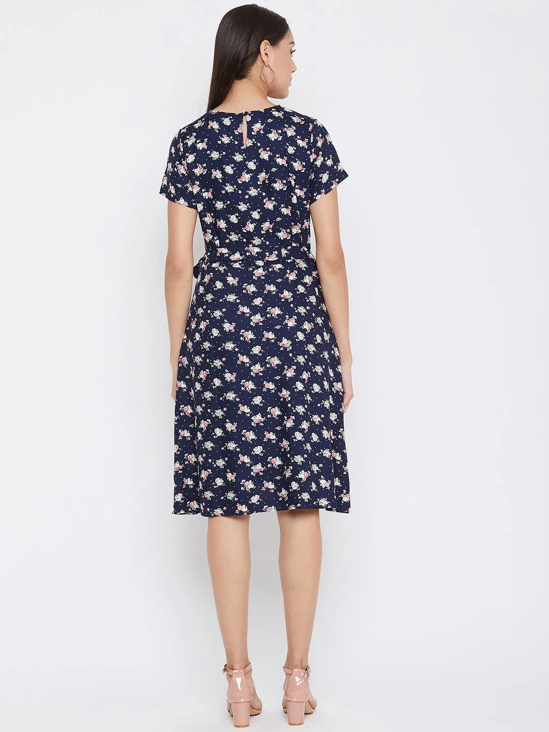 Navy Blue Floral Dress